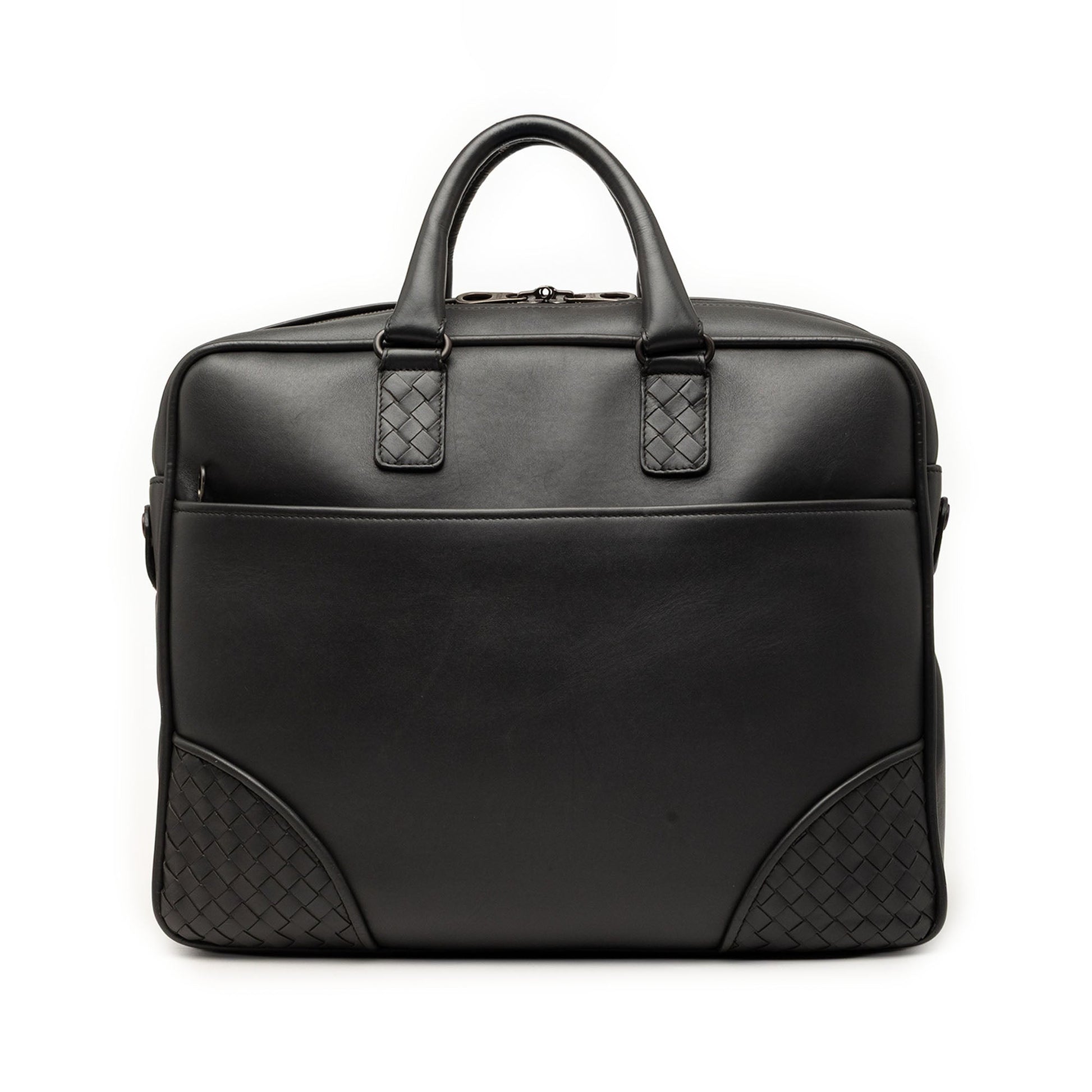 Bottega Veneta Intrecciato Trimmed Leather Briefcase