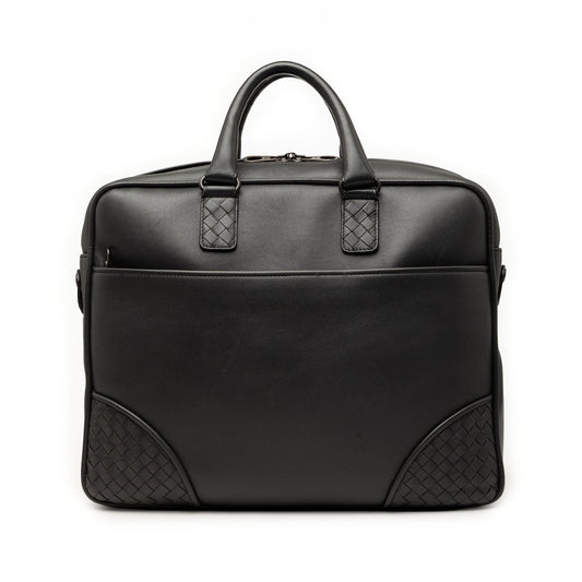 Bottega Veneta Intrecciato Trimmed Leather Briefcase