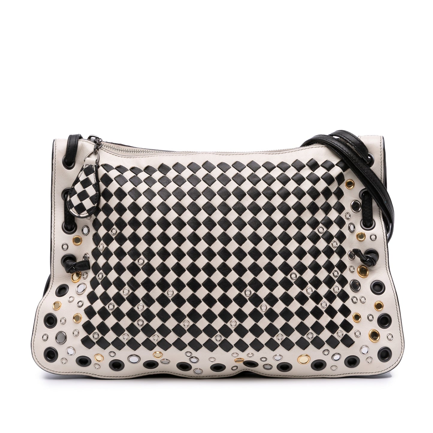 Bottega Veneta Nappa Intrecciato Check Grommet Palio Crossbody