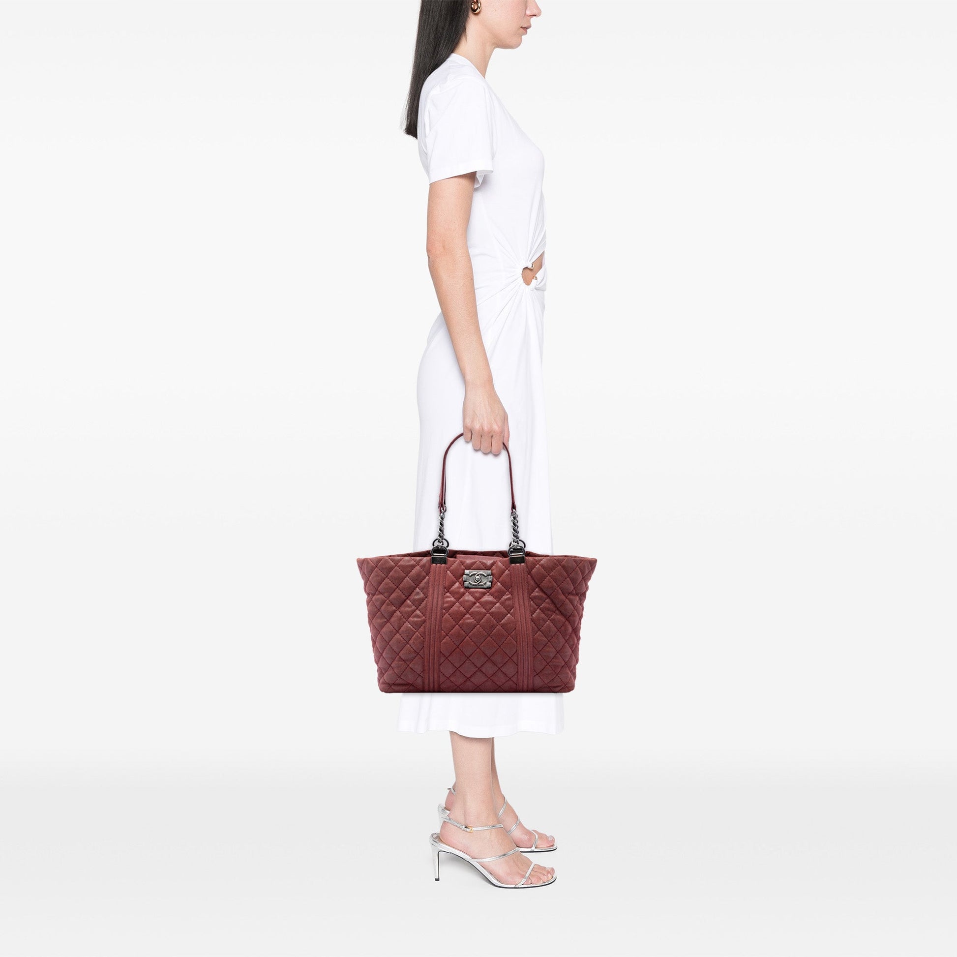 Chanel Quilted Iridescent Calfskin Gentle Boy Tote