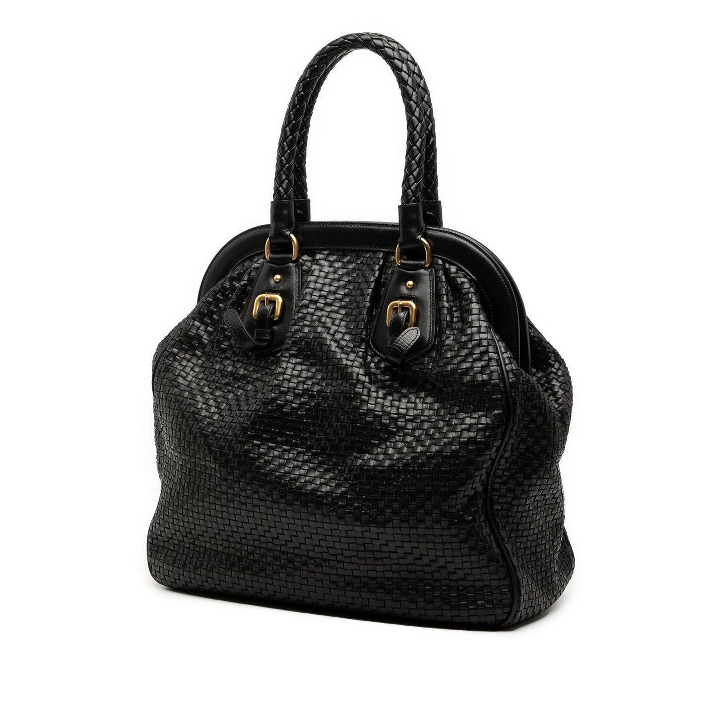 Prada Goatskin Woven Madras Frame Tote