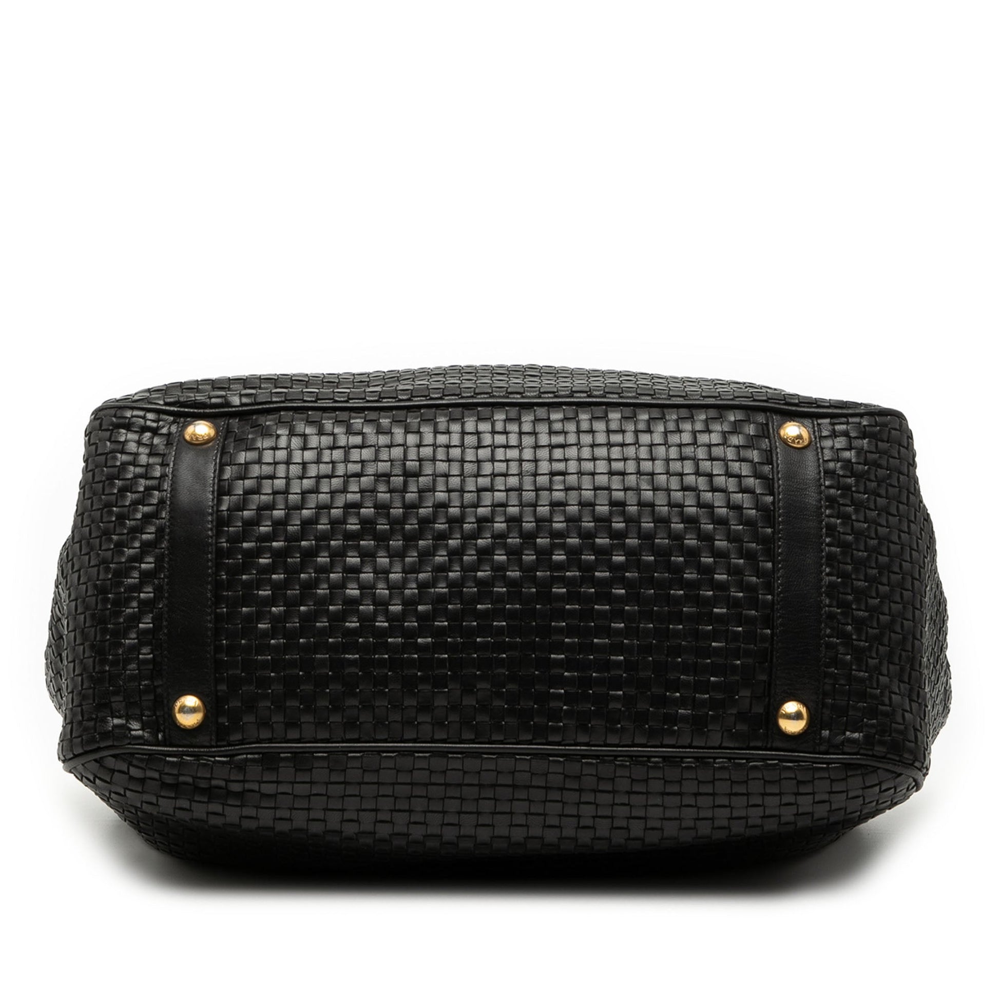 Prada Goatskin Woven Madras Frame Tote