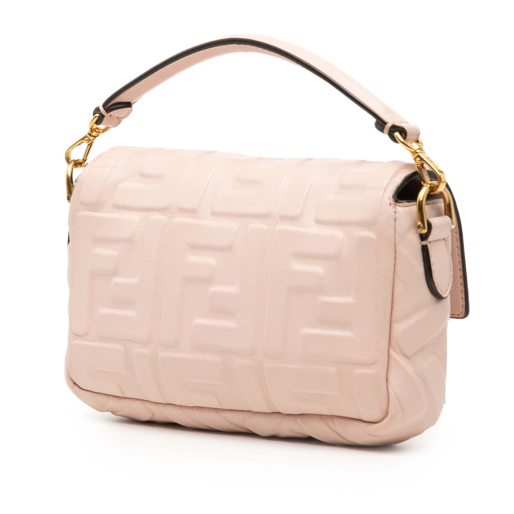 Fendi Mini Zucca Embossed Leather Baguette Satchel