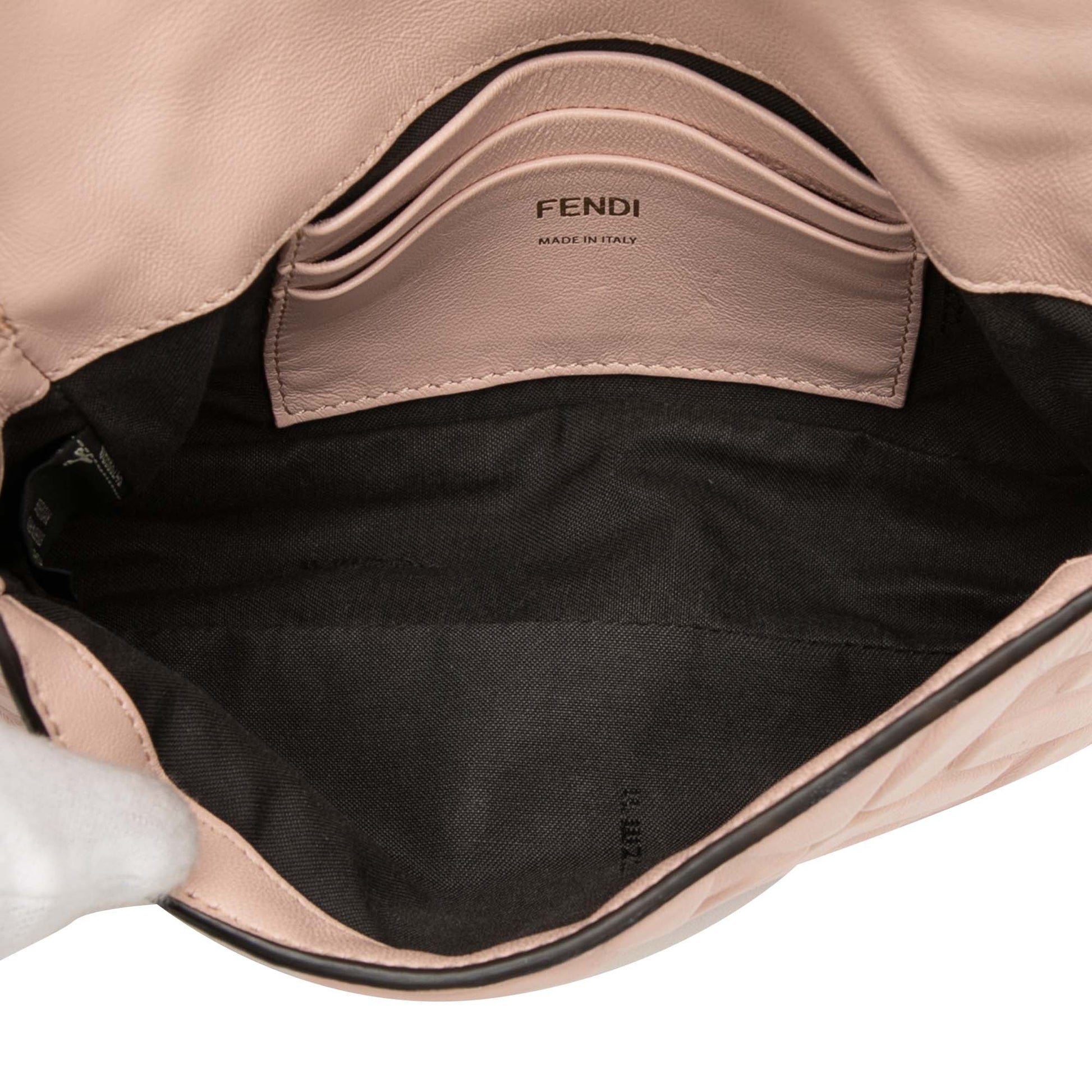 Fendi Mini Zucca Embossed Leather Baguette Satchel