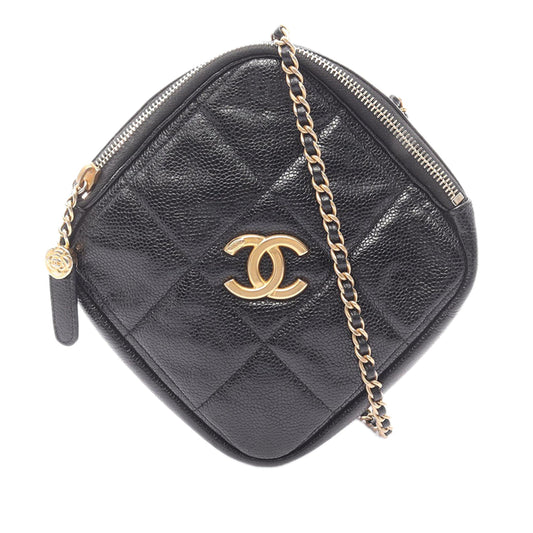 Chanel CC Quilted Lambskin Diamond Clutch with Chain