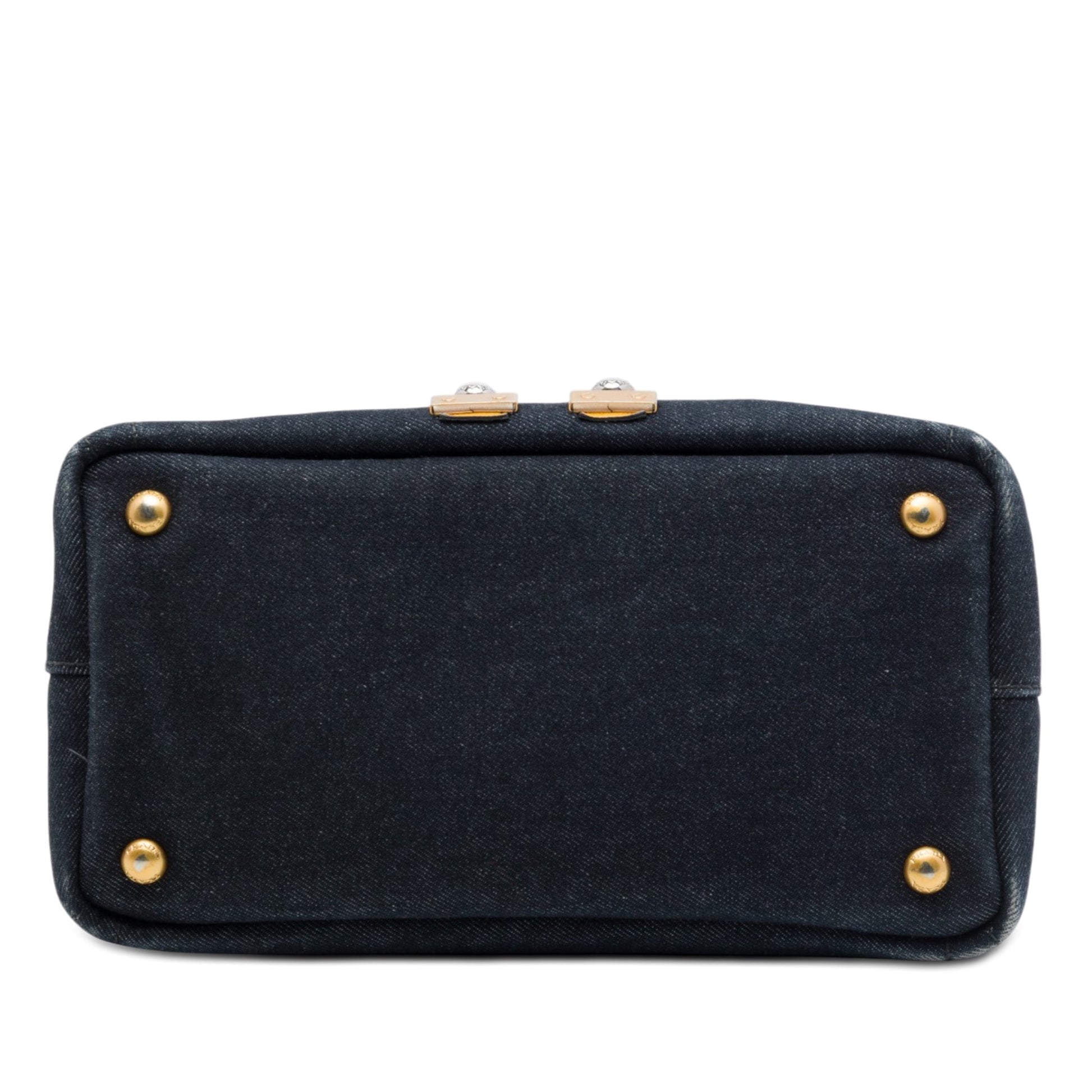 Prada Small Saffiano Trimmed Denim Canapa Robot Satchel