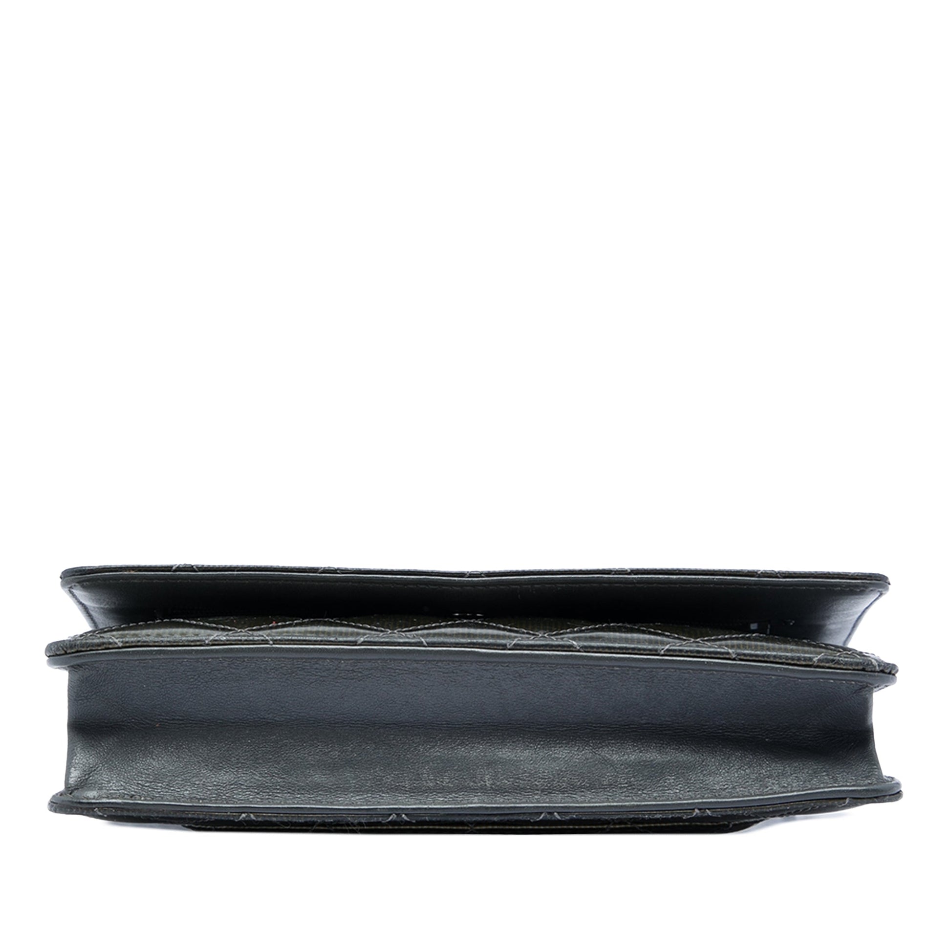 Chanel CC Quilted Striated Metallic Patent Wallet on Chain