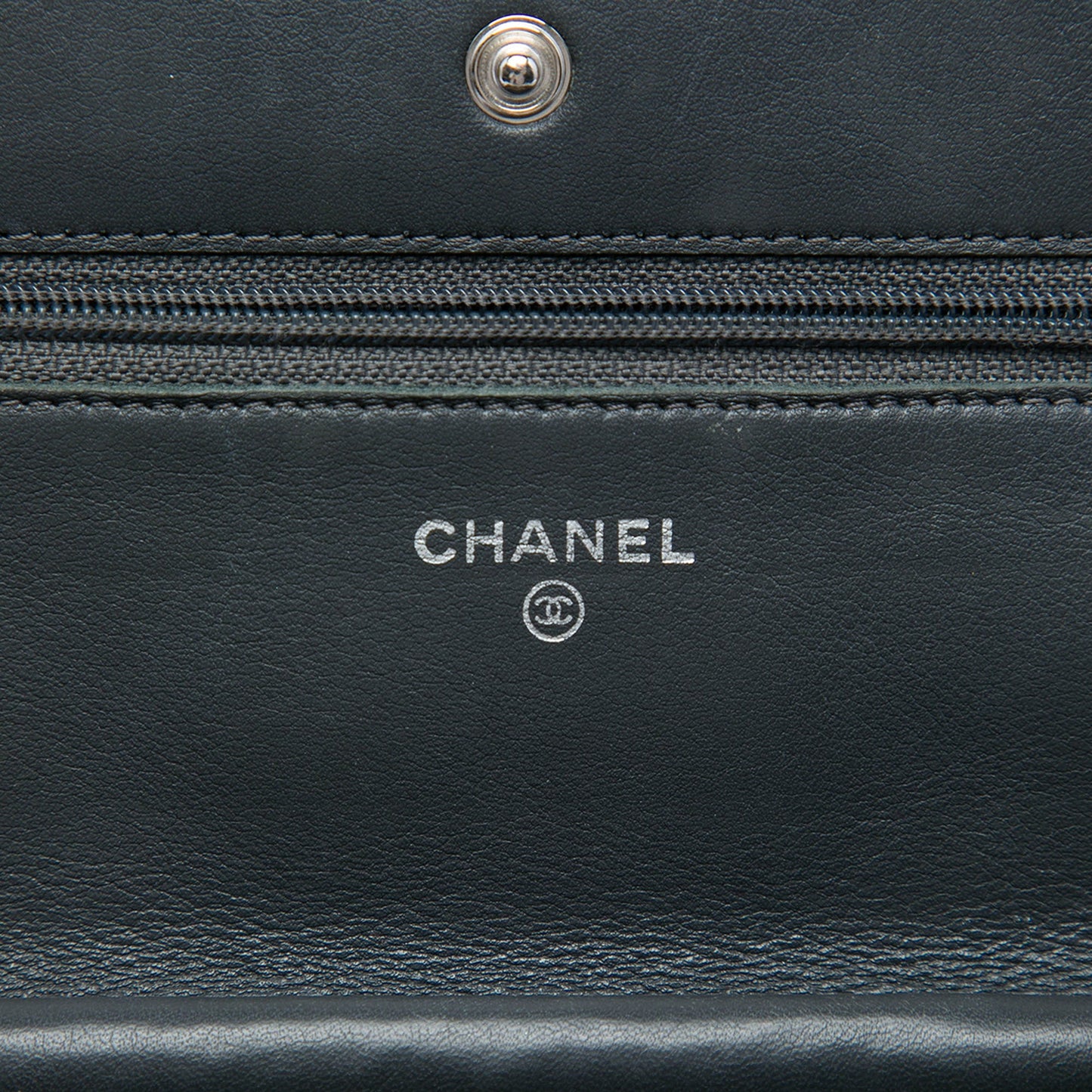 Chanel CC Quilted Striated Metallic Patent Wallet on Chain