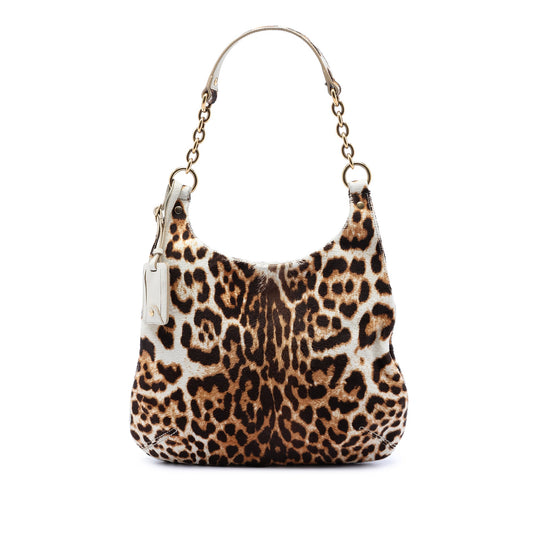 Saint Laurent Leopard Print Pony Hair Metropolis Shoulder Bag
