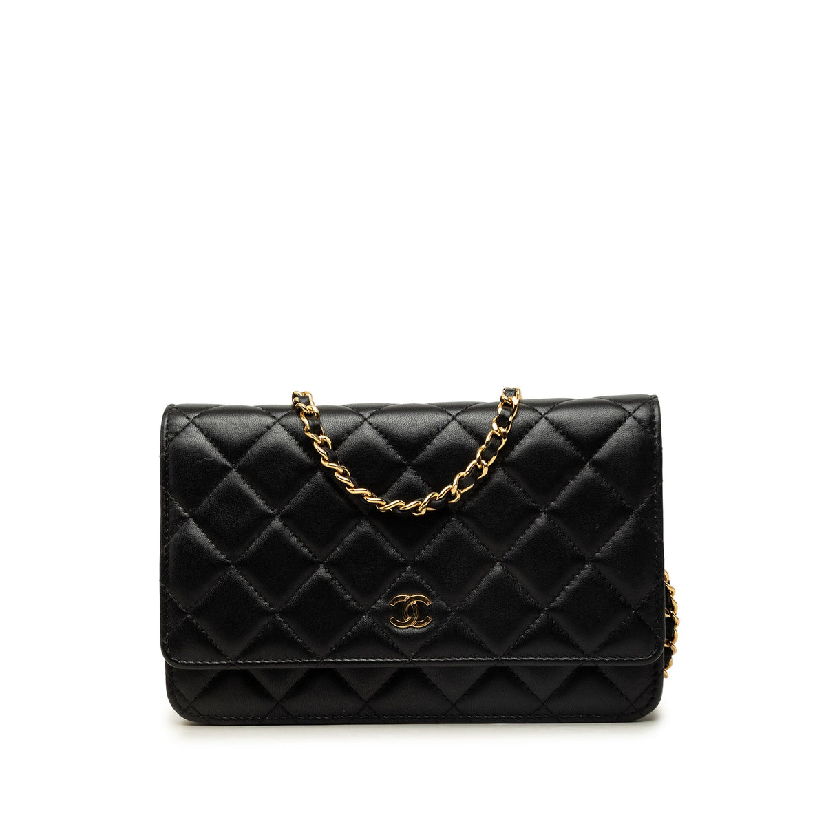 Chanel CC Quilted Lambskin Wallet On Chain — Black