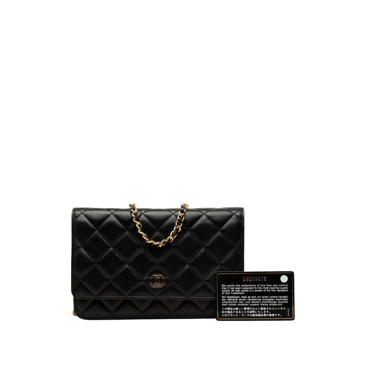 Chanel CC Quilted Lambskin Wallet On Chain — Black