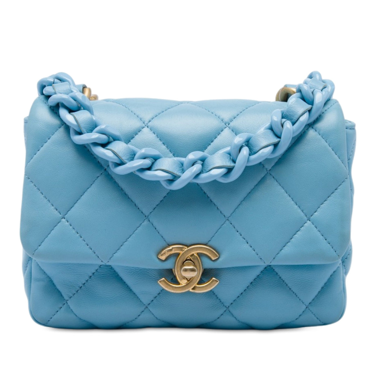 Chanel Mini Quilted Lambskin Lacquered Chain Flap