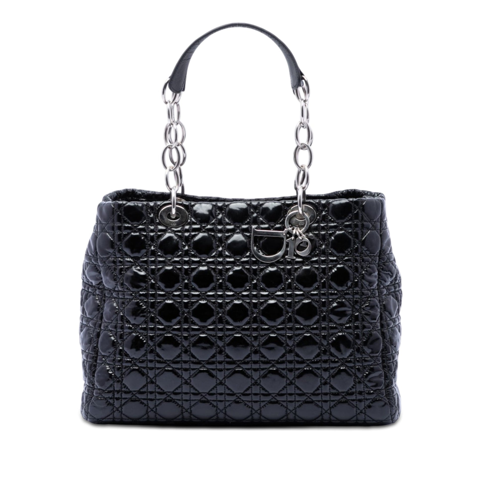 Dior Large Patent Cannage Lady Dior Soft Shopping Tote