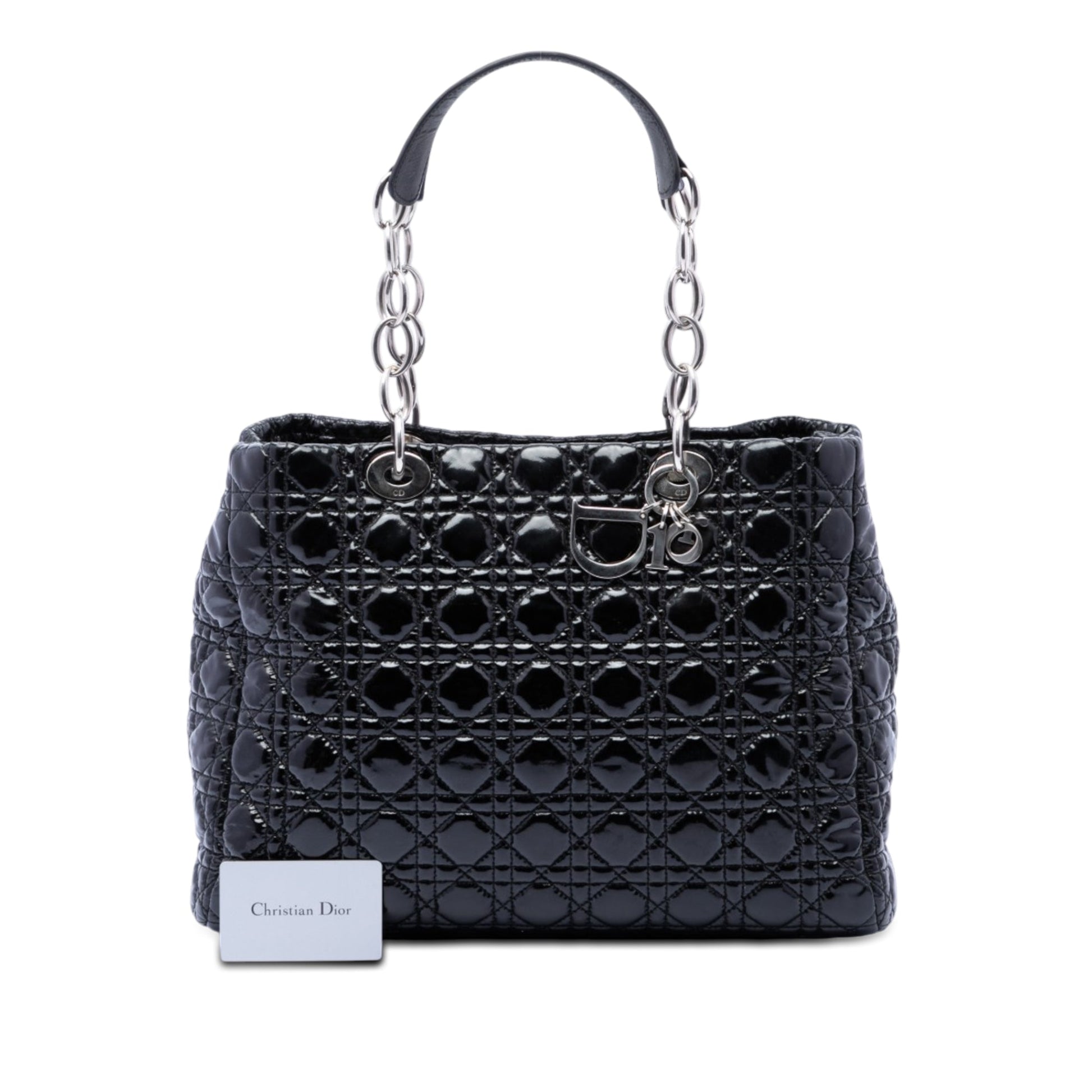 Dior Large Patent Cannage Lady Dior Soft Shopping Tote