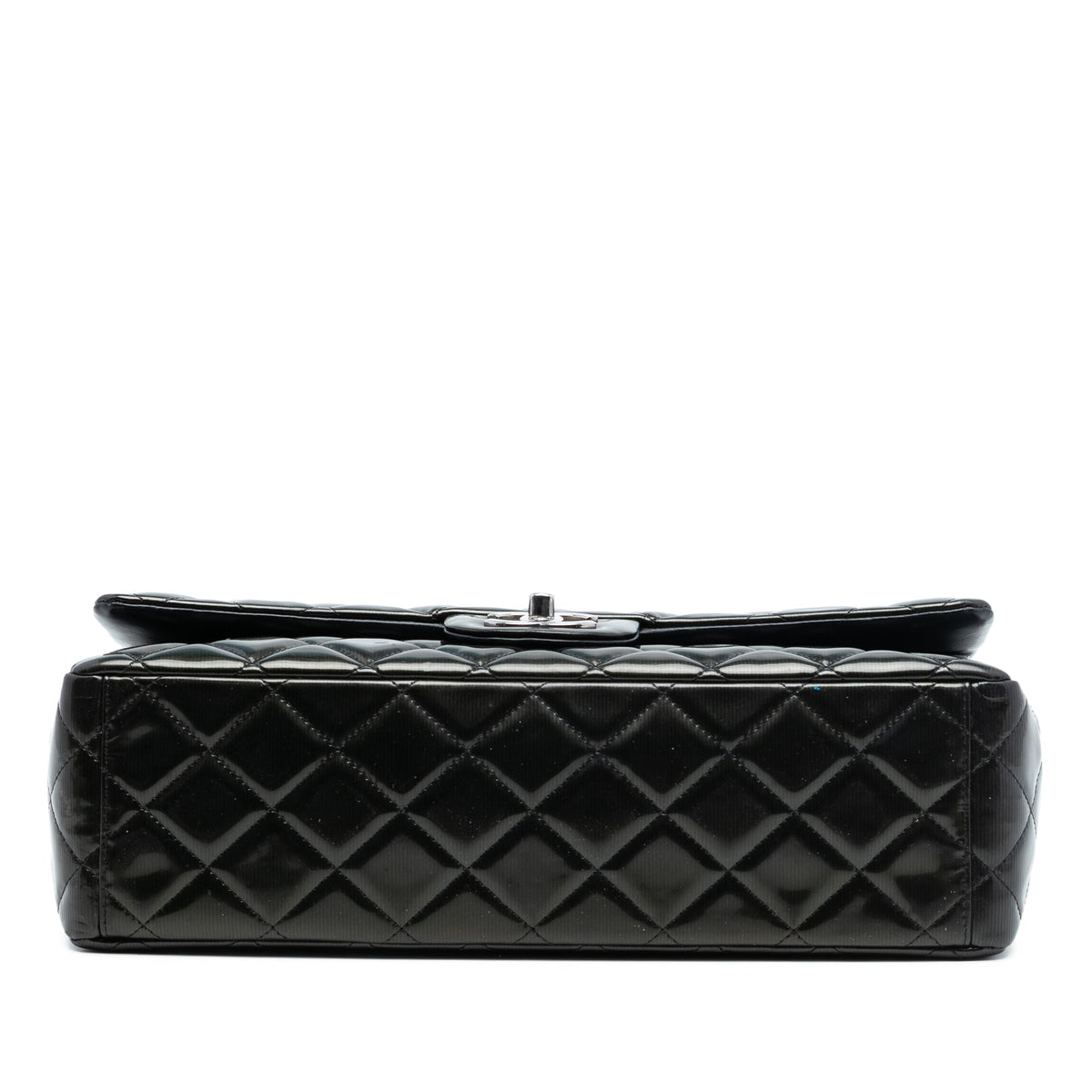 Chanel Maxi Classic Striped Patent Double Flap