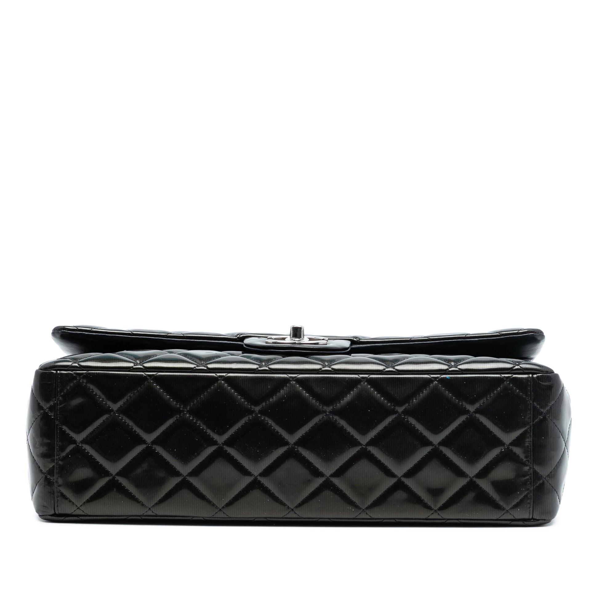 Chanel Maxi Classic Striped Patent Double Flap