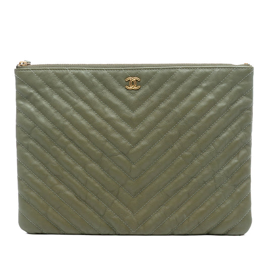 Chanel Medium Chevron Caviar O Case Clutch