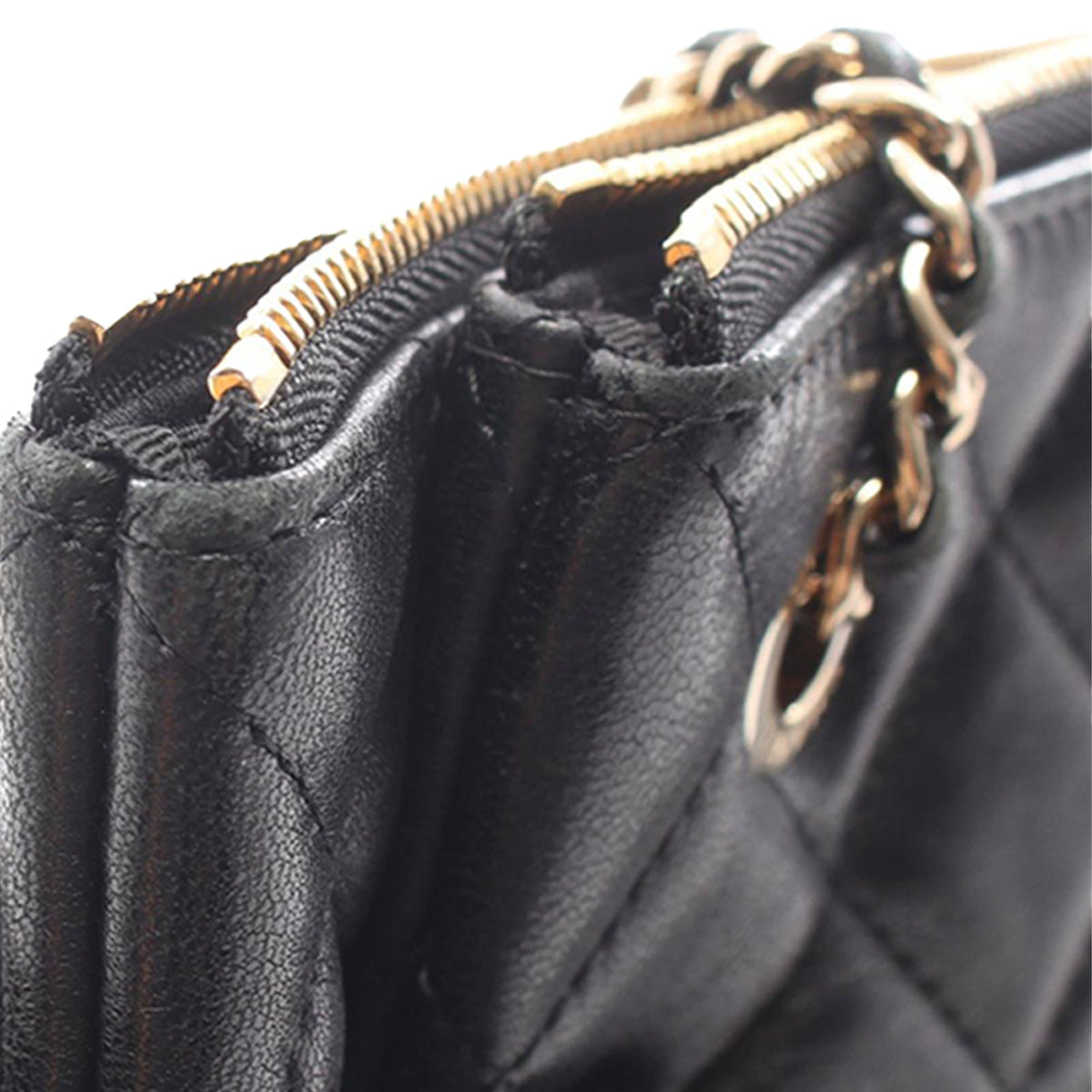 Chanel CC Quilted Lambskin Pouch with Mini Flap Purse — Black