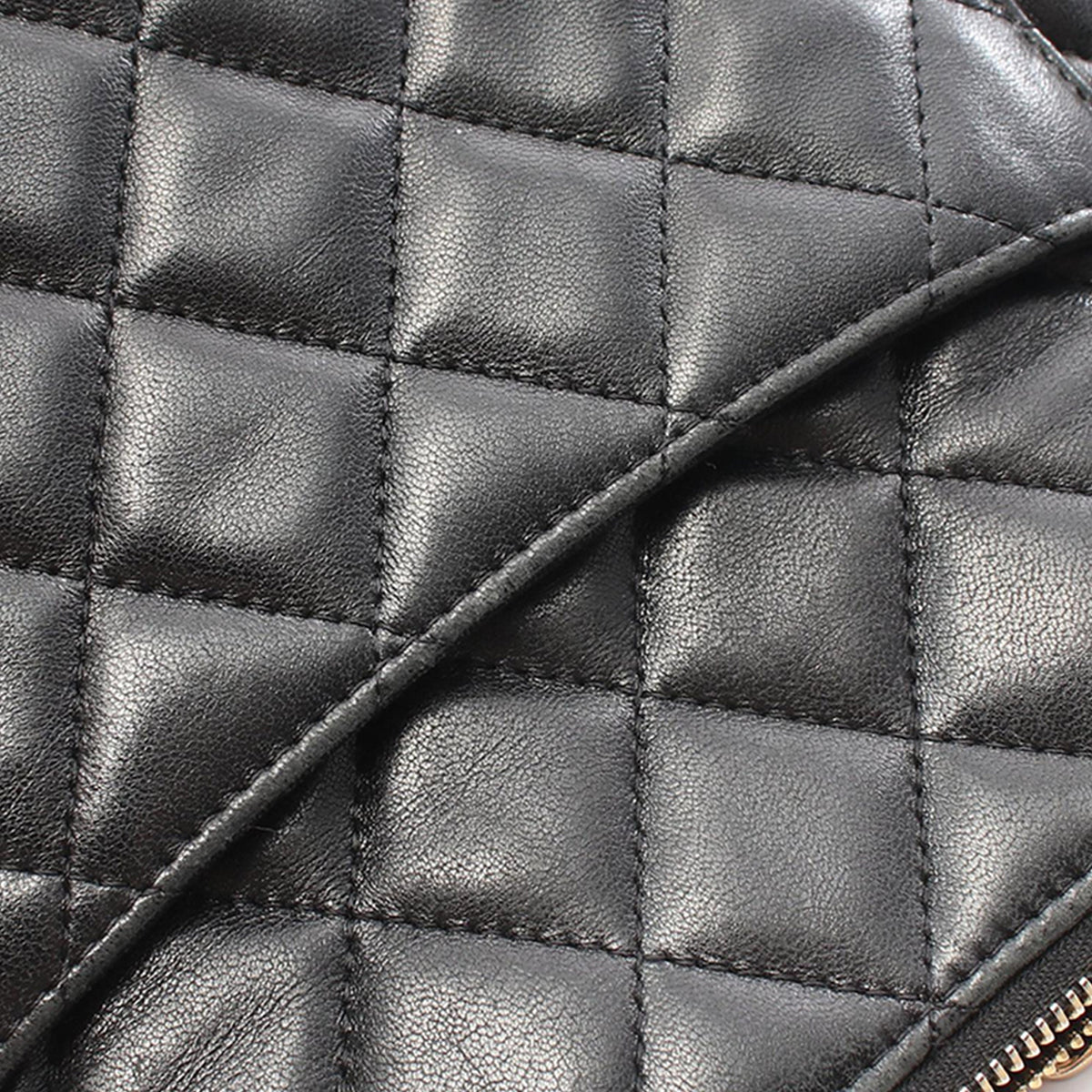Chanel CC Quilted Lambskin Pouch with Mini Flap Purse — Black