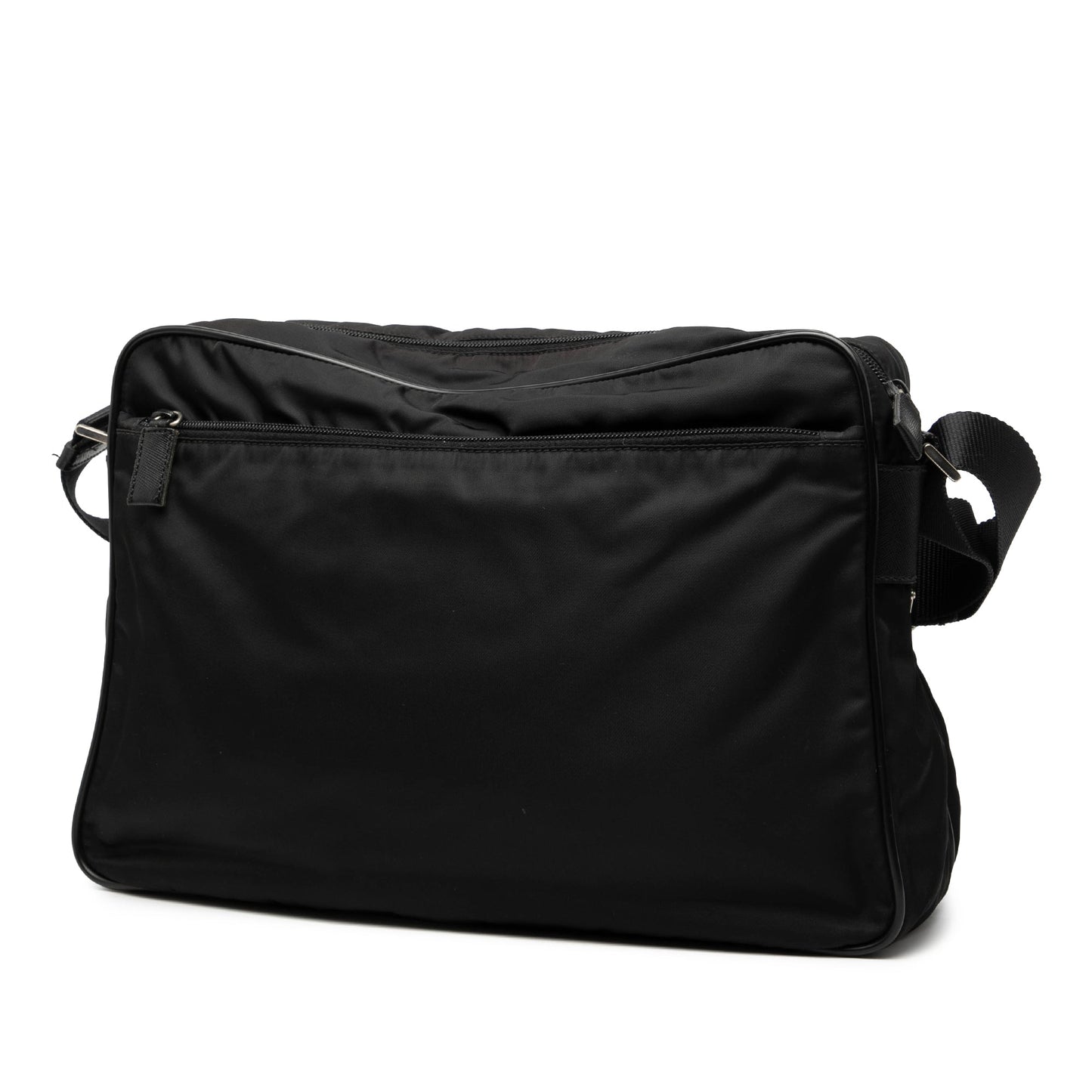 Prada Saffiano Trimmed Tessuto Double Zip Crossbody