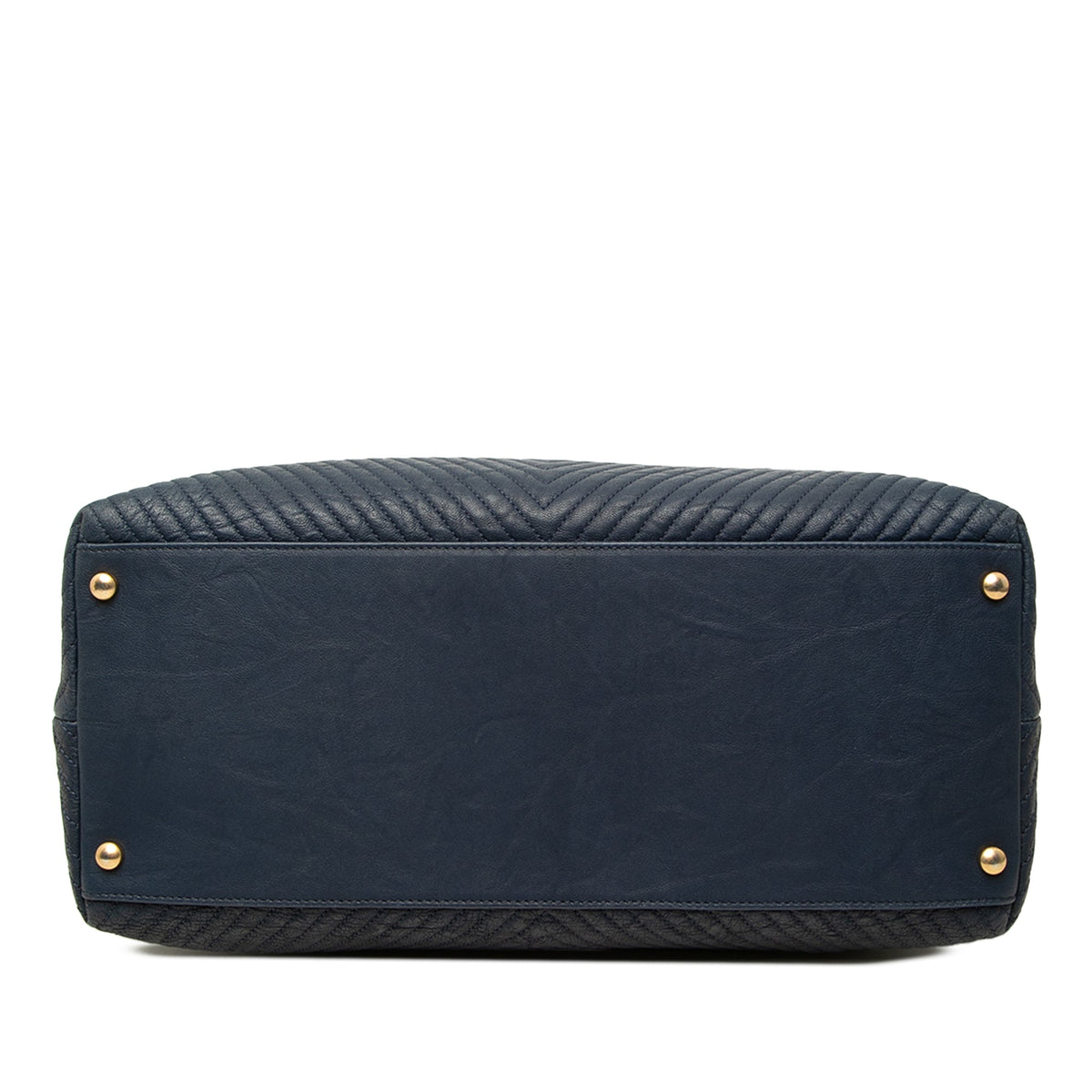 Chanel Medium Chevron Wrinkled Calfskin Medallion Charm Tote — Blue