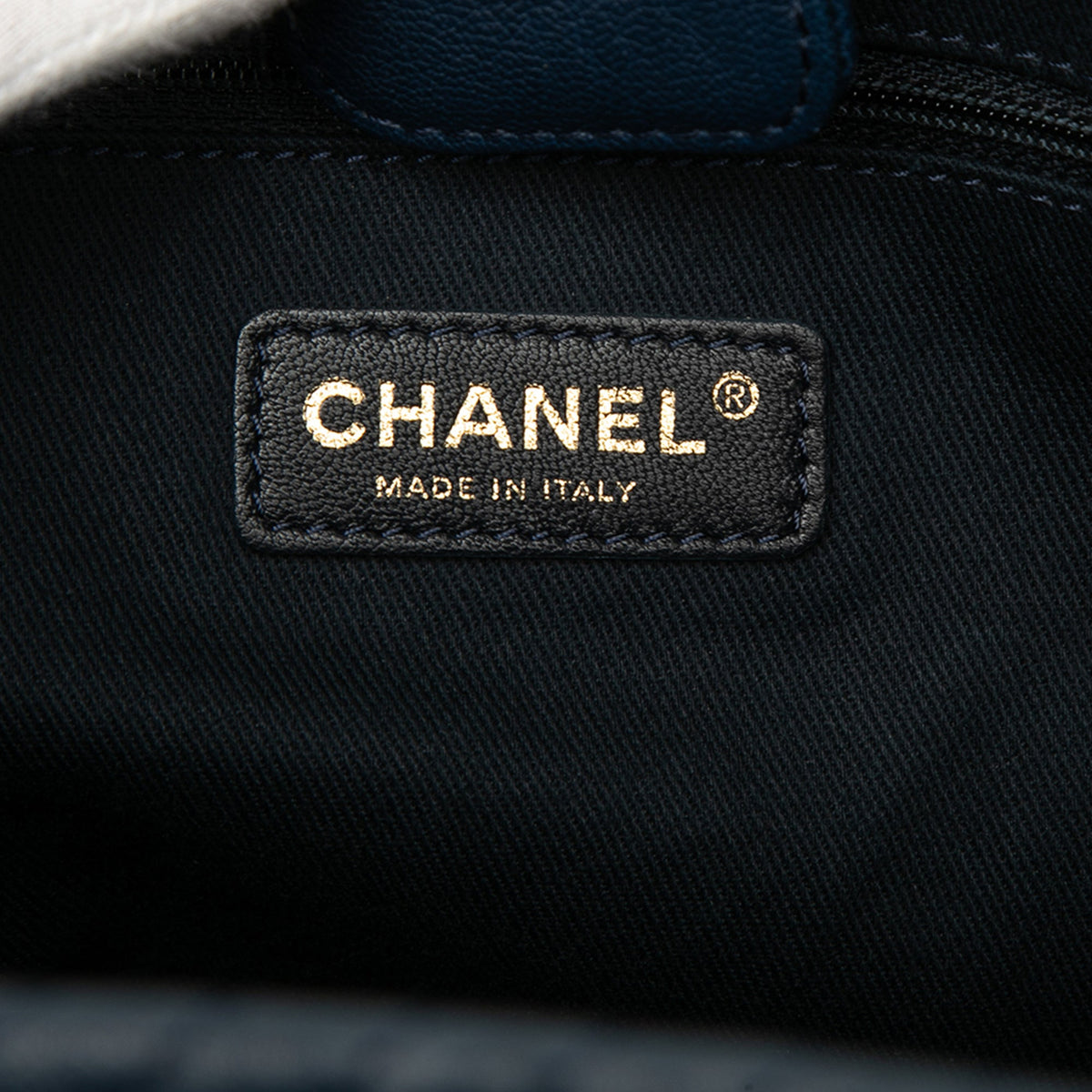 Chanel Medium Chevron Wrinkled Calfskin Medallion Charm Tote — Blue