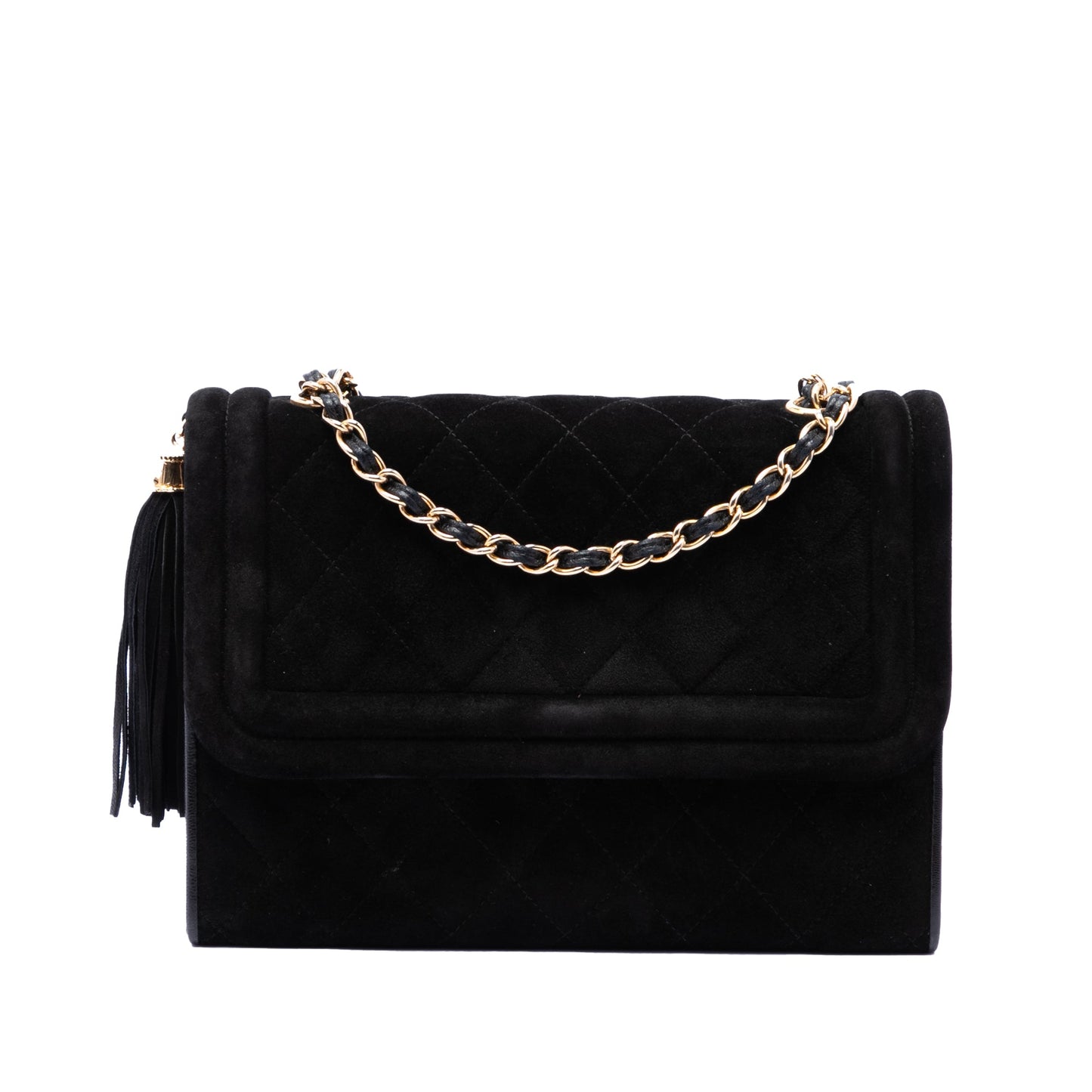 Chanel Quilted Suede Tassel Flap