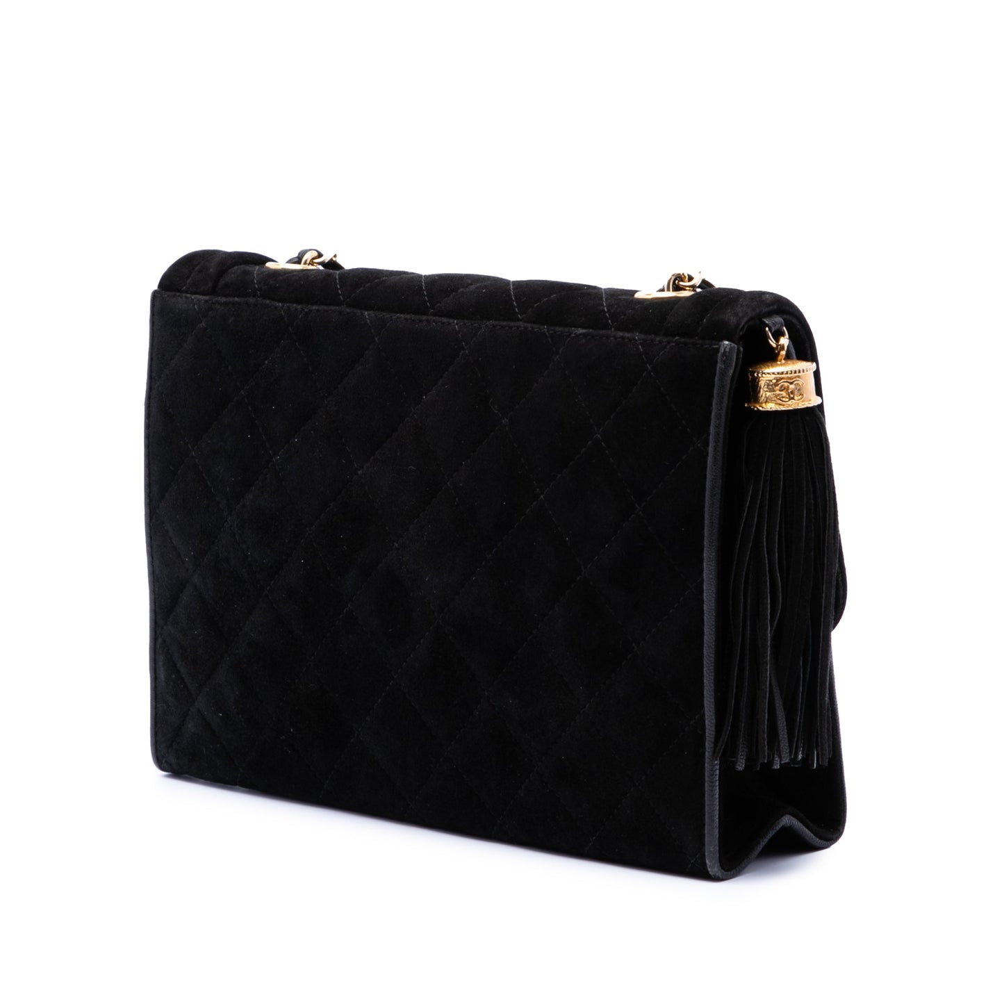 Chanel Quilted Suede Tassel Flap