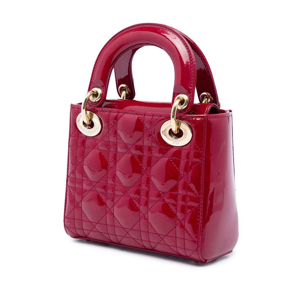 Dior Mini Patent Cannage Lady Dior — Red