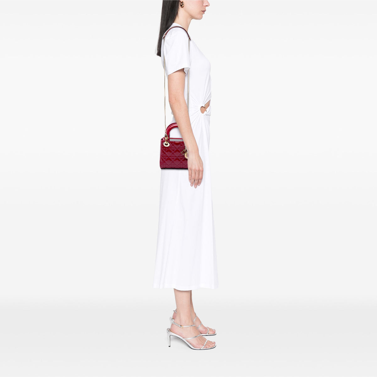 Dior Mini Patent Cannage Lady Dior — Red