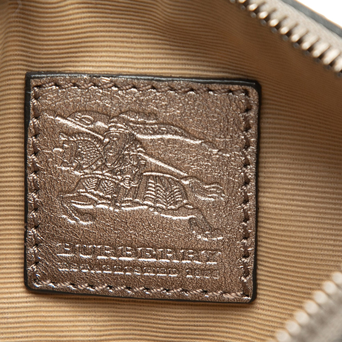 Burberry Supernova Check Cutout Leather Pochette — Silver