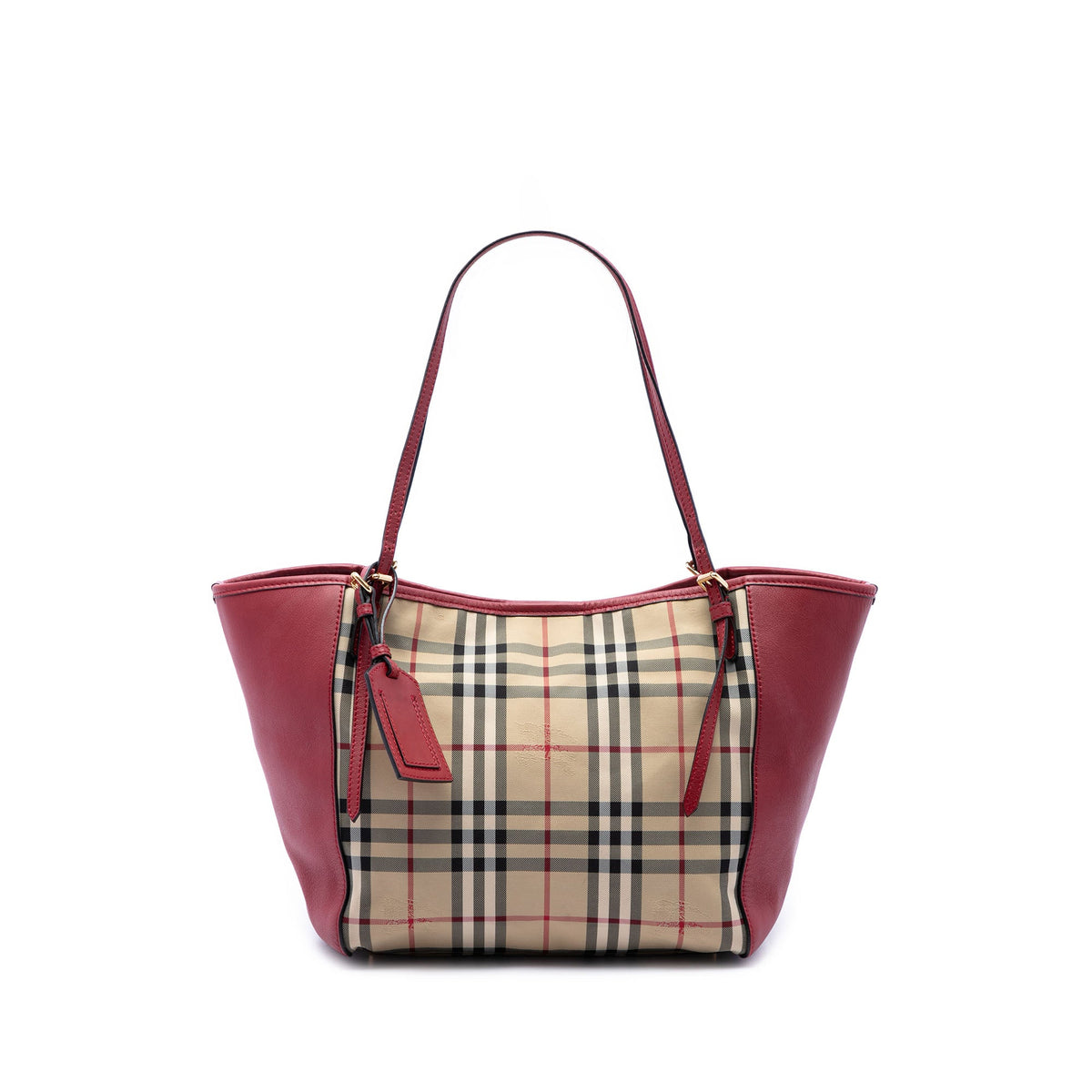 Burberry Small Haymarket Check Coated Canvas and Calfskin Canterbury Tote — Beige