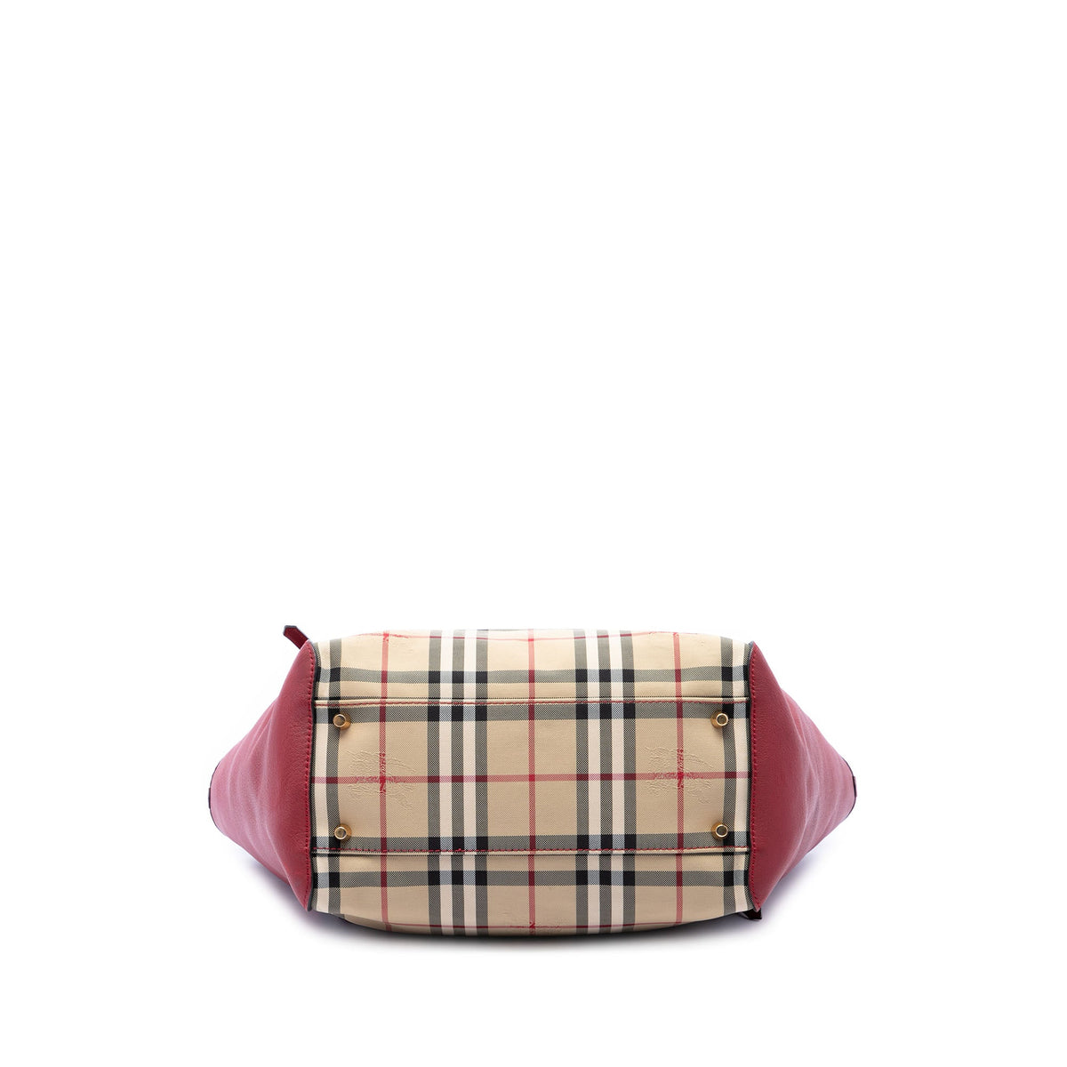 Burberry Small Haymarket Check Coated Canvas and Calfskin Canterbury Tote — Beige