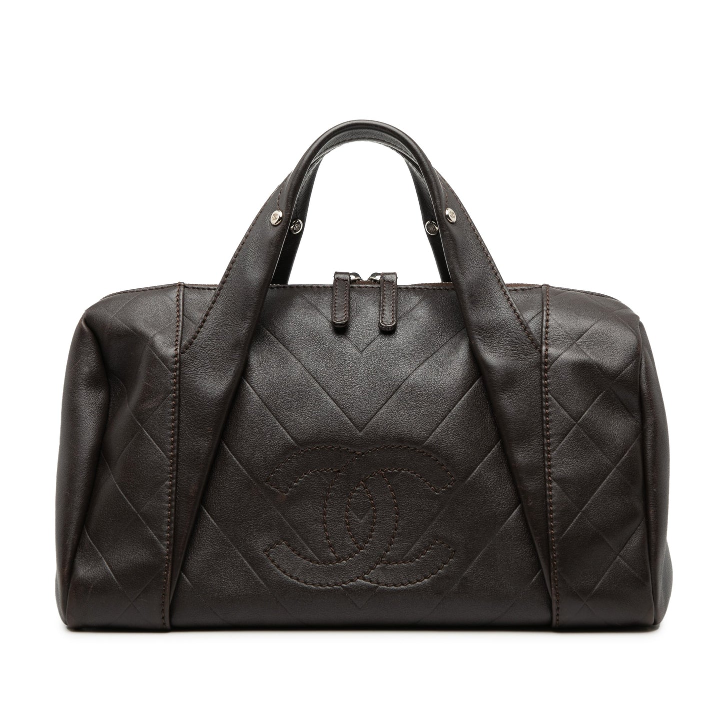Chanel Medium Chevron Lambskin All Day Long Bowling Bag