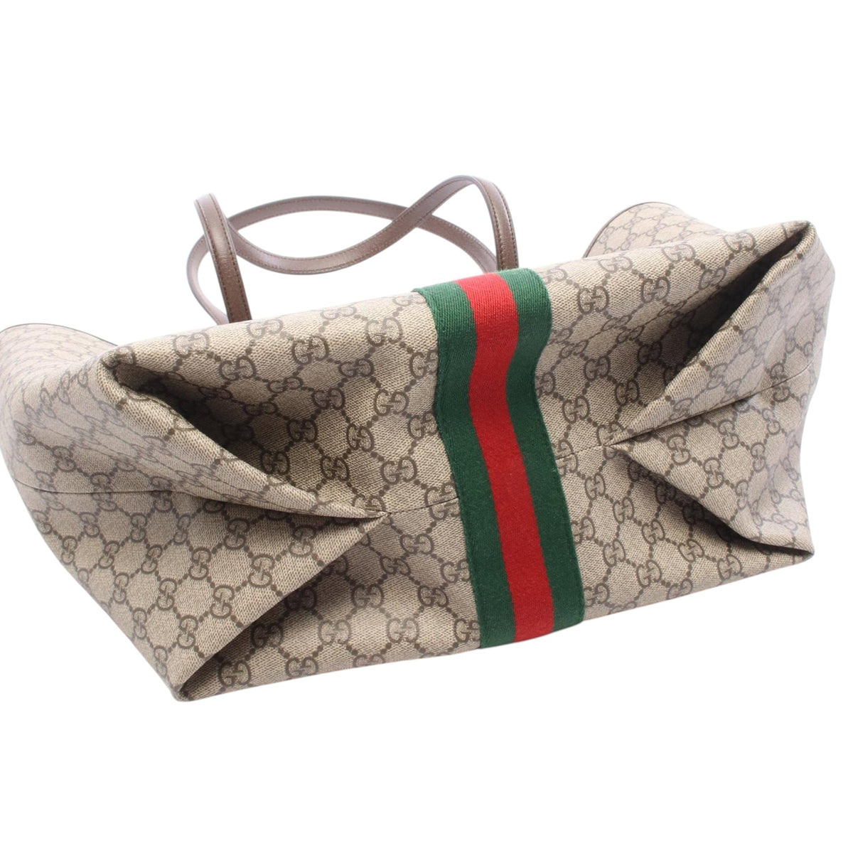 Gucci Medium GG Supreme Web Ophidia Tote — Beige