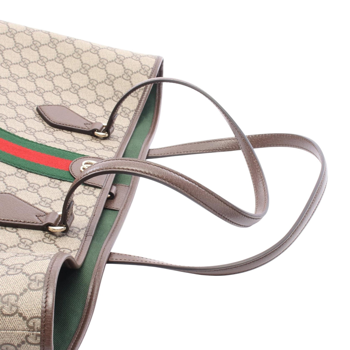 Gucci Medium GG Supreme Web Ophidia Tote — Beige