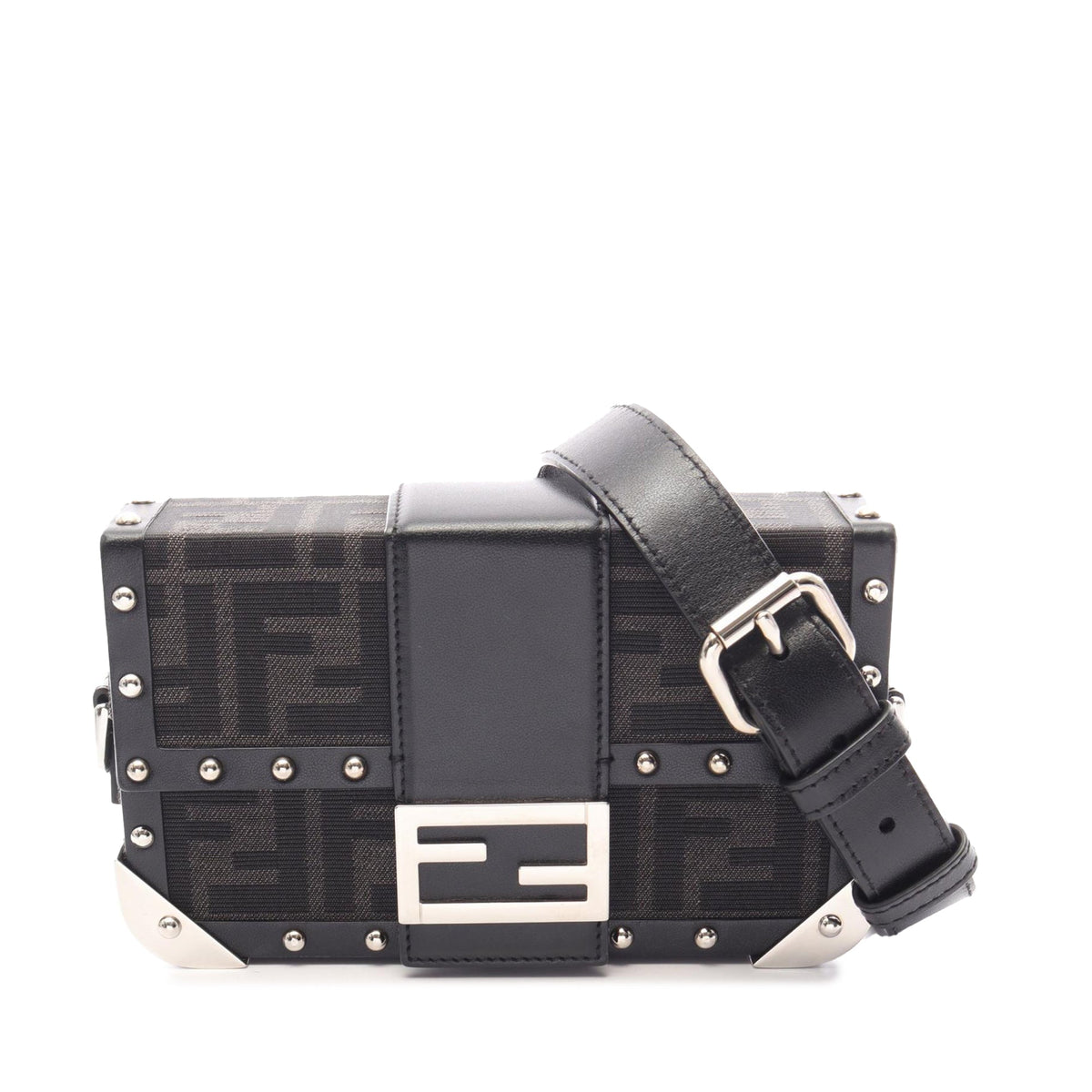 Fendi Mini Zucca Coated Canvas Trunk Baguette Crossbody