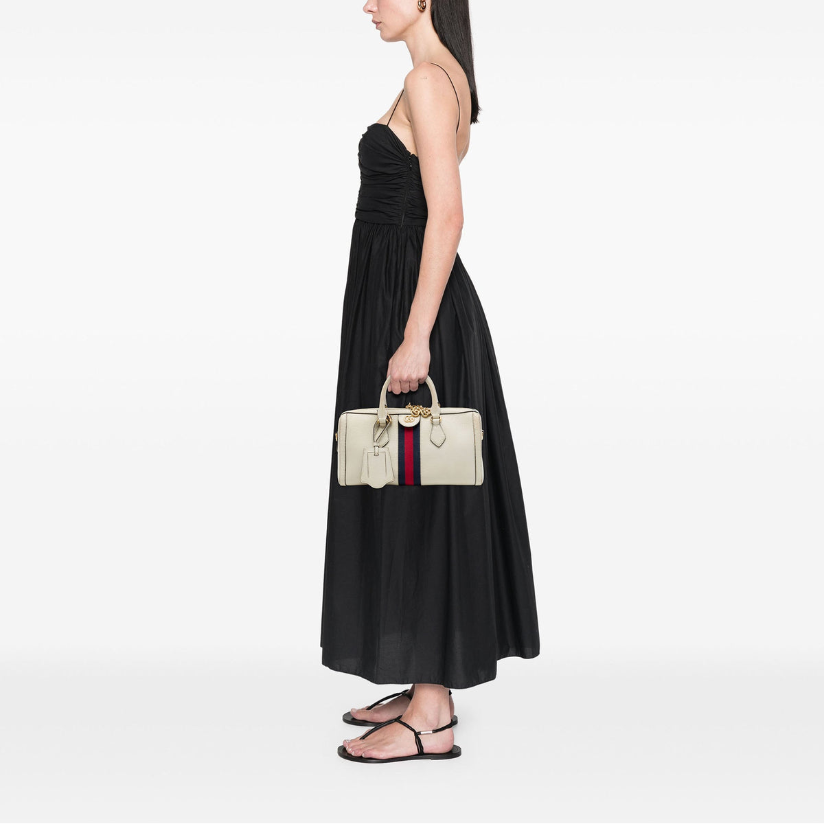 Gucci Medium Calfskin Web Ophidia Top Handle Bag