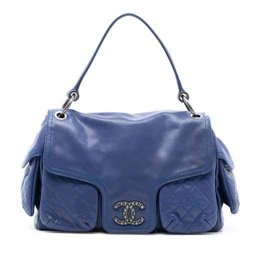 Chanel Glazed Caviar Coco Rider Multi Pocket Rider Flap