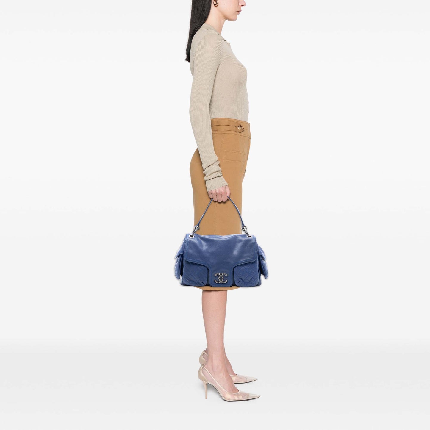 Chanel Glazed Caviar Coco Rider Multi Pocket Rider Flap