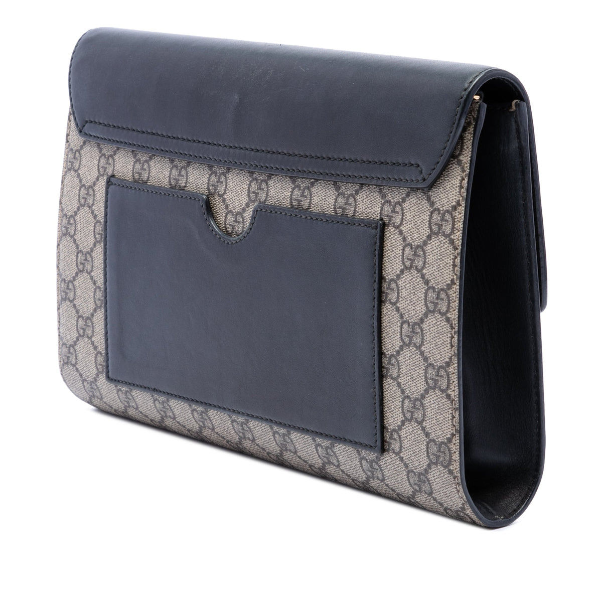 Gucci GG Supreme Padlock Clutch — Beige