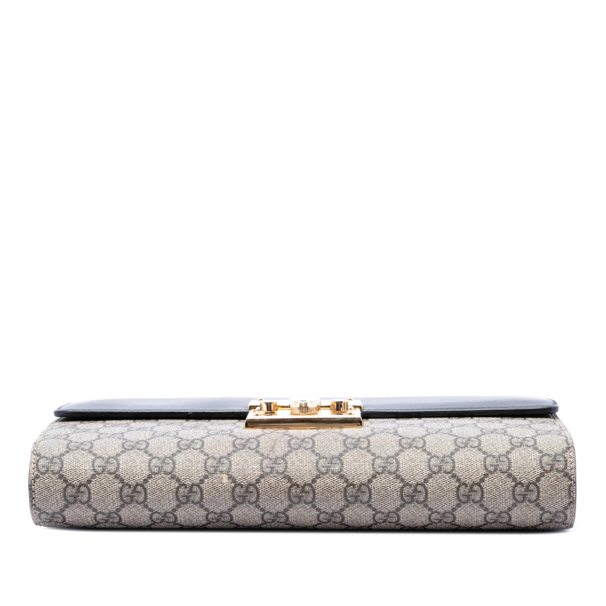 Gucci GG Supreme Padlock Clutch — Beige