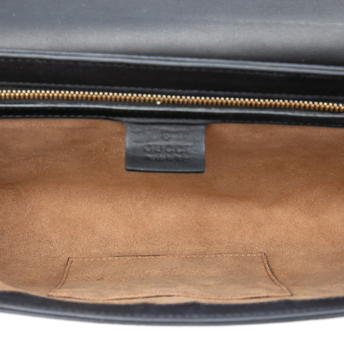 Gucci GG Supreme Padlock Clutch — Beige