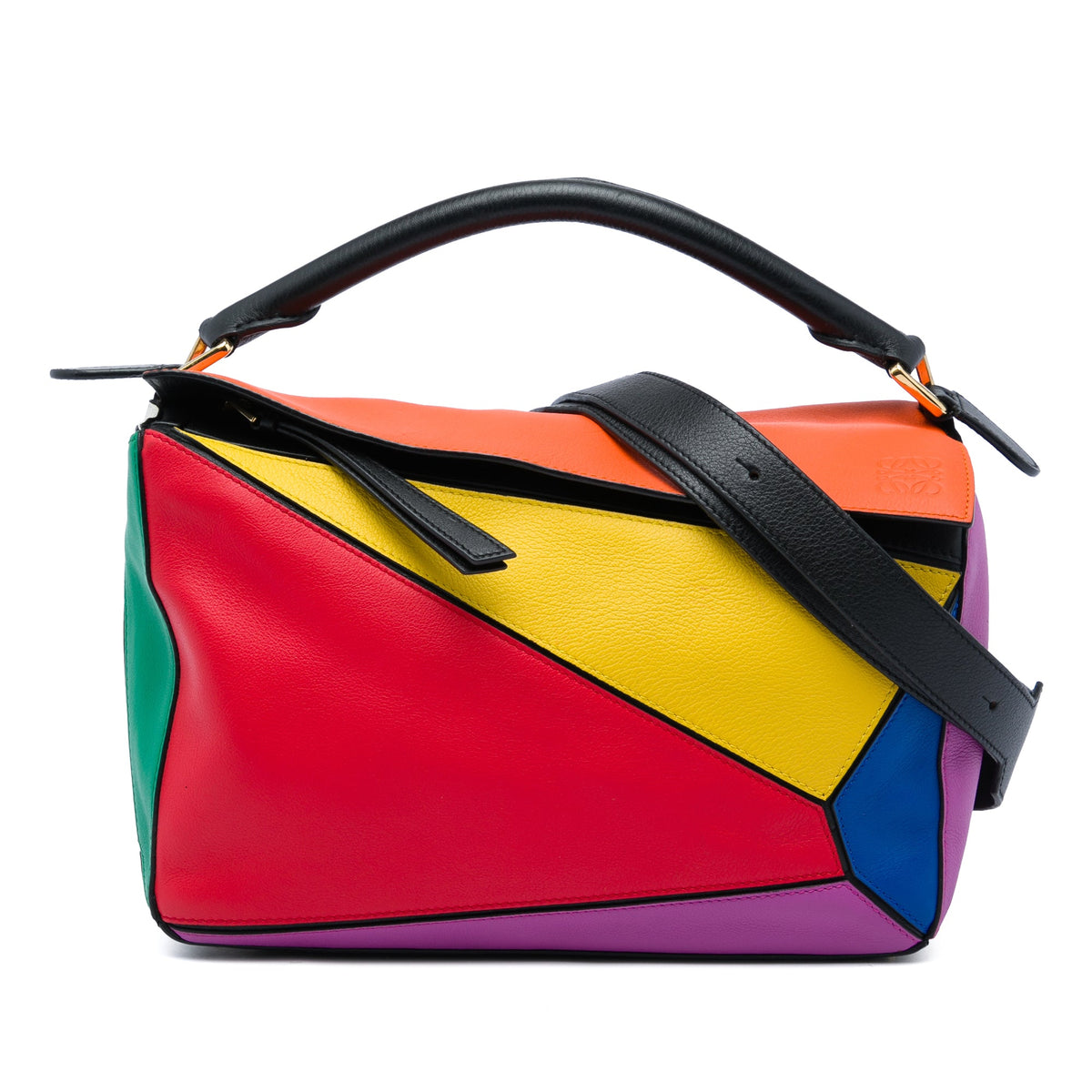 LOEWE Small Calfskin Rainbow Puzzle Satchel — Multi