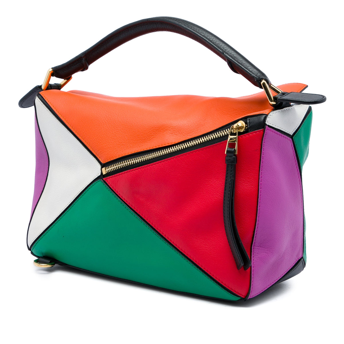 LOEWE Small Calfskin Rainbow Puzzle Satchel — Multi