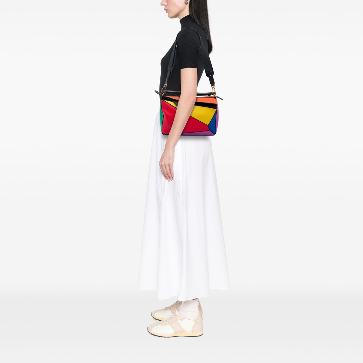 LOEWE Small Calfskin Rainbow Puzzle Satchel — Multi