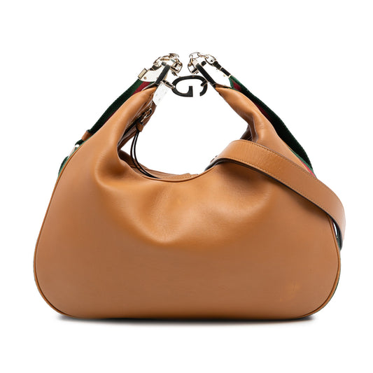 Gucci Medium Leather Web Attache Crossbody
