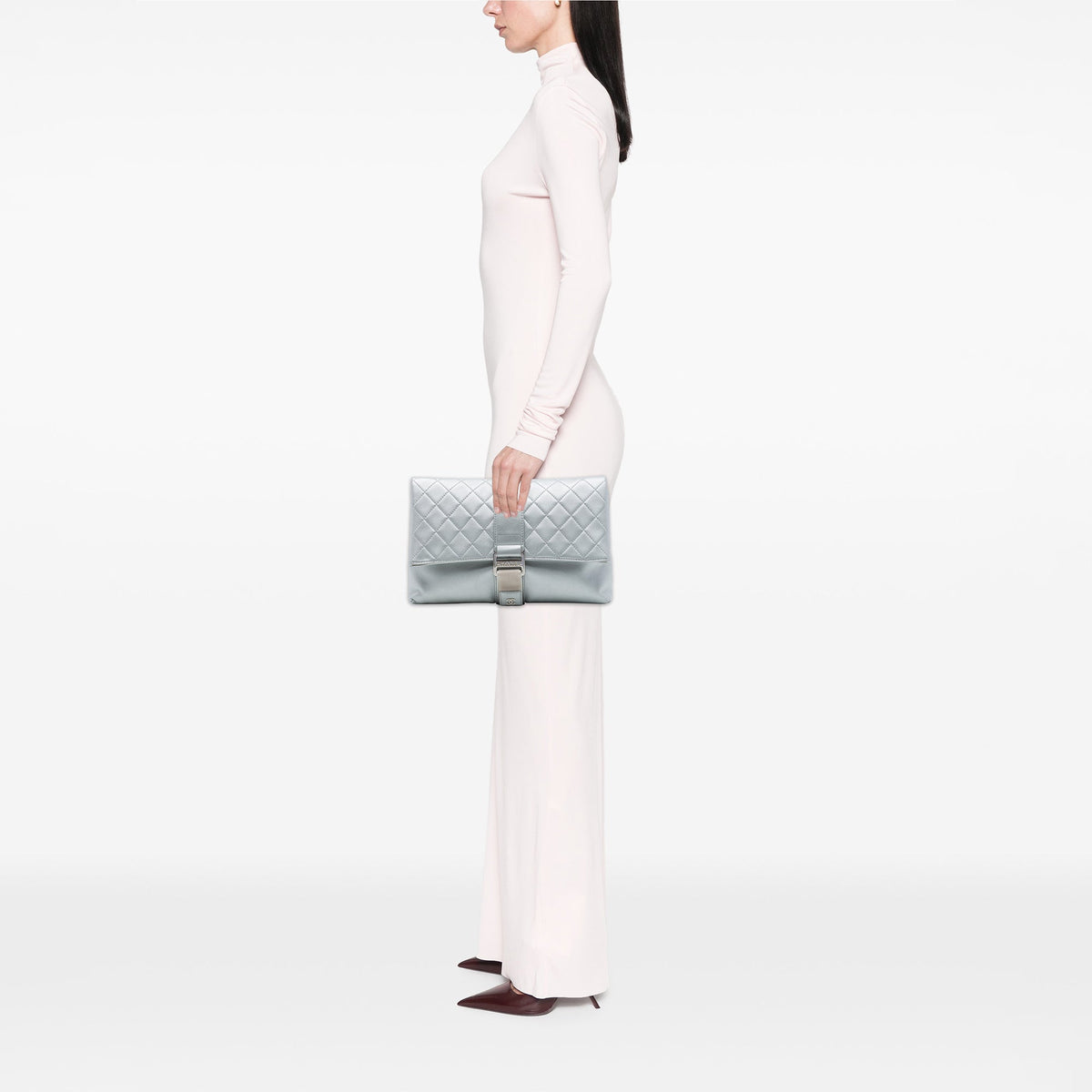 Chanel Quilted Lambskin Grip Clutch