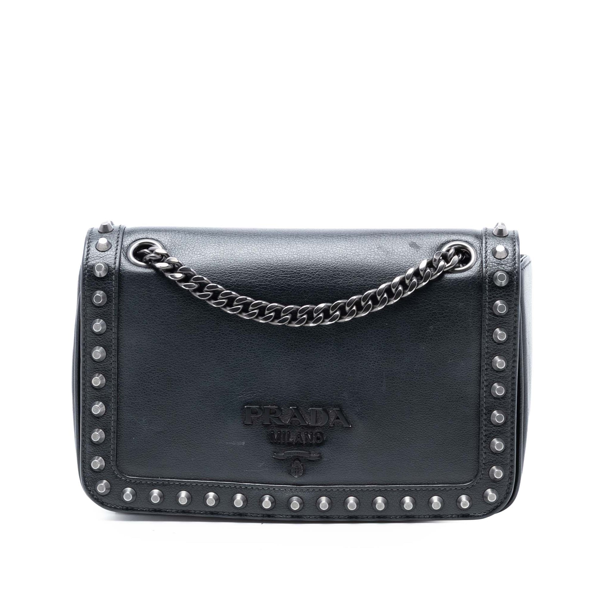 Prada Glace Calfskin Studded Crossbody