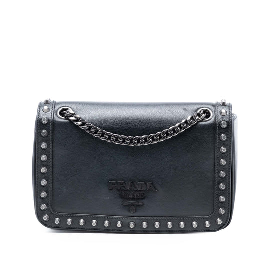 Prada Glace Calfskin Studded Crossbody